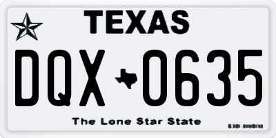 TX license plate DQX0635