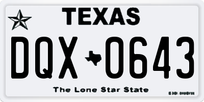 TX license plate DQX0643