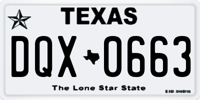 TX license plate DQX0663