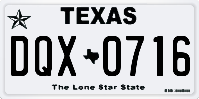 TX license plate DQX0716