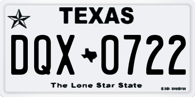 TX license plate DQX0722