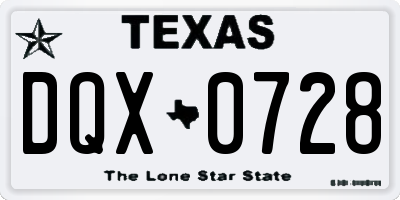 TX license plate DQX0728