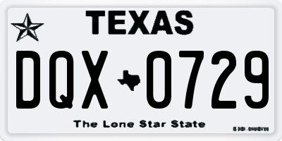 TX license plate DQX0729