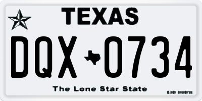 TX license plate DQX0734