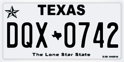 TX license plate DQX0742