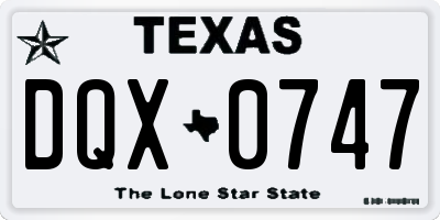 TX license plate DQX0747