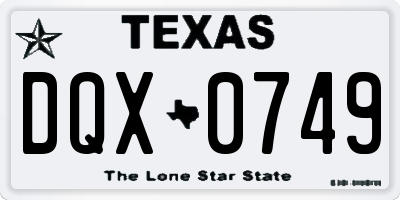 TX license plate DQX0749