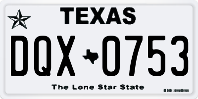 TX license plate DQX0753