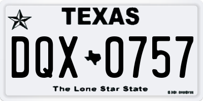 TX license plate DQX0757