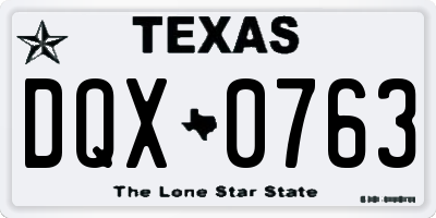 TX license plate DQX0763