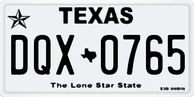 TX license plate DQX0765