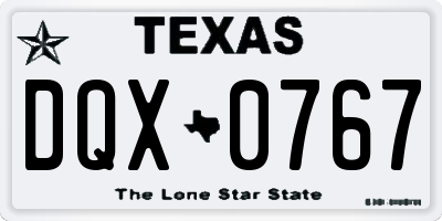 TX license plate DQX0767