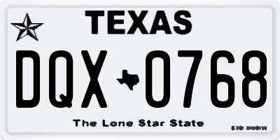 TX license plate DQX0768