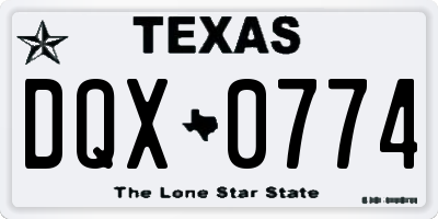 TX license plate DQX0774