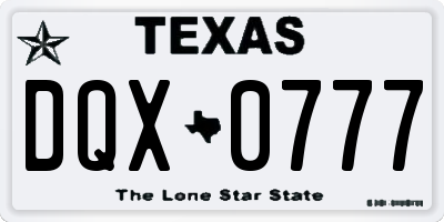 TX license plate DQX0777