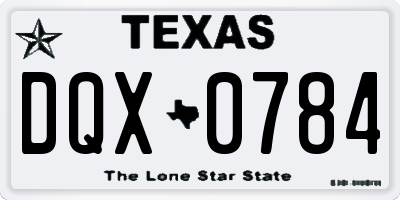 TX license plate DQX0784