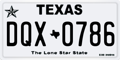 TX license plate DQX0786