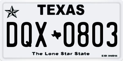 TX license plate DQX0803