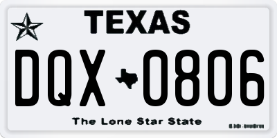 TX license plate DQX0806