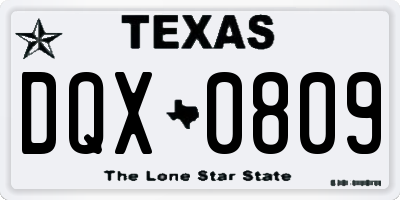 TX license plate DQX0809