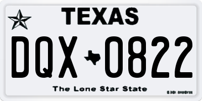 TX license plate DQX0822