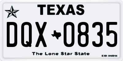 TX license plate DQX0835