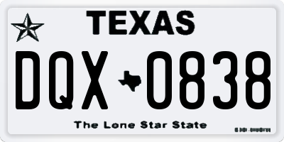 TX license plate DQX0838