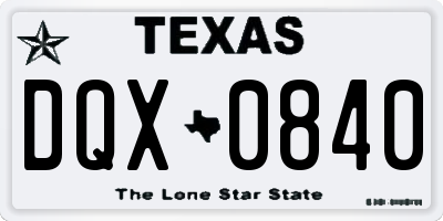 TX license plate DQX0840