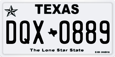 TX license plate DQX0889