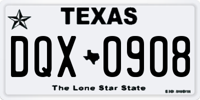 TX license plate DQX0908