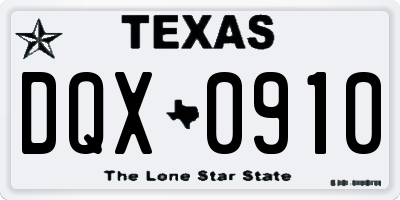 TX license plate DQX0910