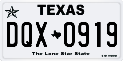 TX license plate DQX0919