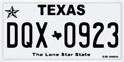 TX license plate DQX0923