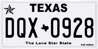 TX license plate DQX0928