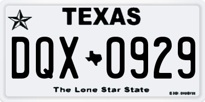 TX license plate DQX0929