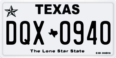 TX license plate DQX0940