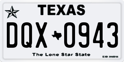 TX license plate DQX0943
