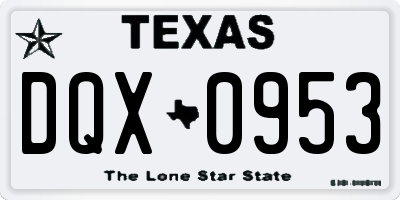 TX license plate DQX0953