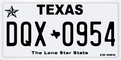 TX license plate DQX0954