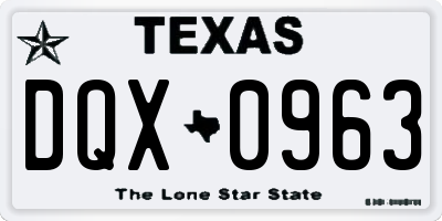 TX license plate DQX0963