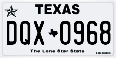TX license plate DQX0968