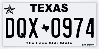 TX license plate DQX0974
