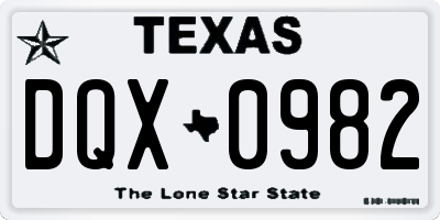 TX license plate DQX0982