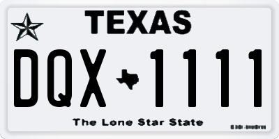 TX license plate DQX1111