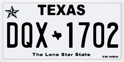 TX license plate DQX1702