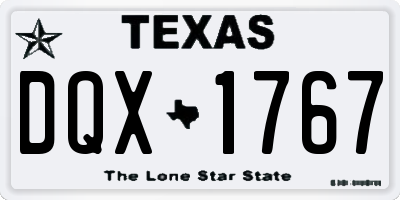 TX license plate DQX1767