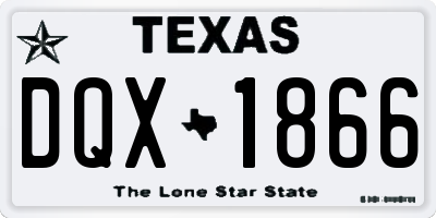 TX license plate DQX1866