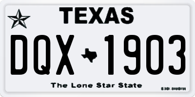 TX license plate DQX1903