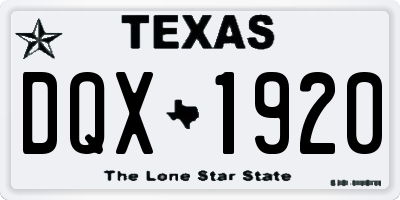 TX license plate DQX1920