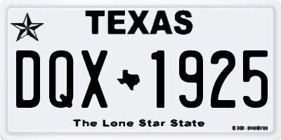 TX license plate DQX1925